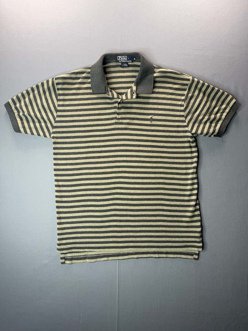 Vintage Polo By Ralph Lauren Striped Polo Shirt Size S Green Black Cotton